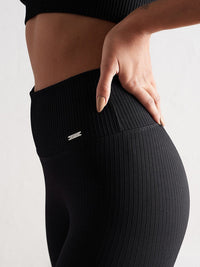 Black Ribbed Seamless Tights