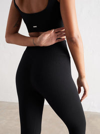Black Ribbed Seamless Tights
