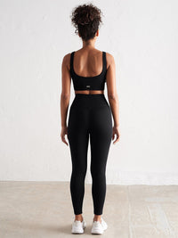 Black Ribbed Seamless Tights
