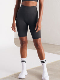 Shadow Grey RIbbed Seamless Biker Shorts