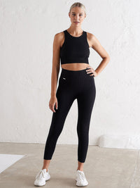 Black Ribbed 7/8 Seamless Tights