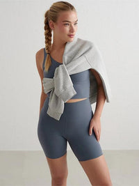 Stormy Blue Midi Biker Shorts