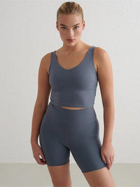 Stormy Blue Midi Biker Shorts