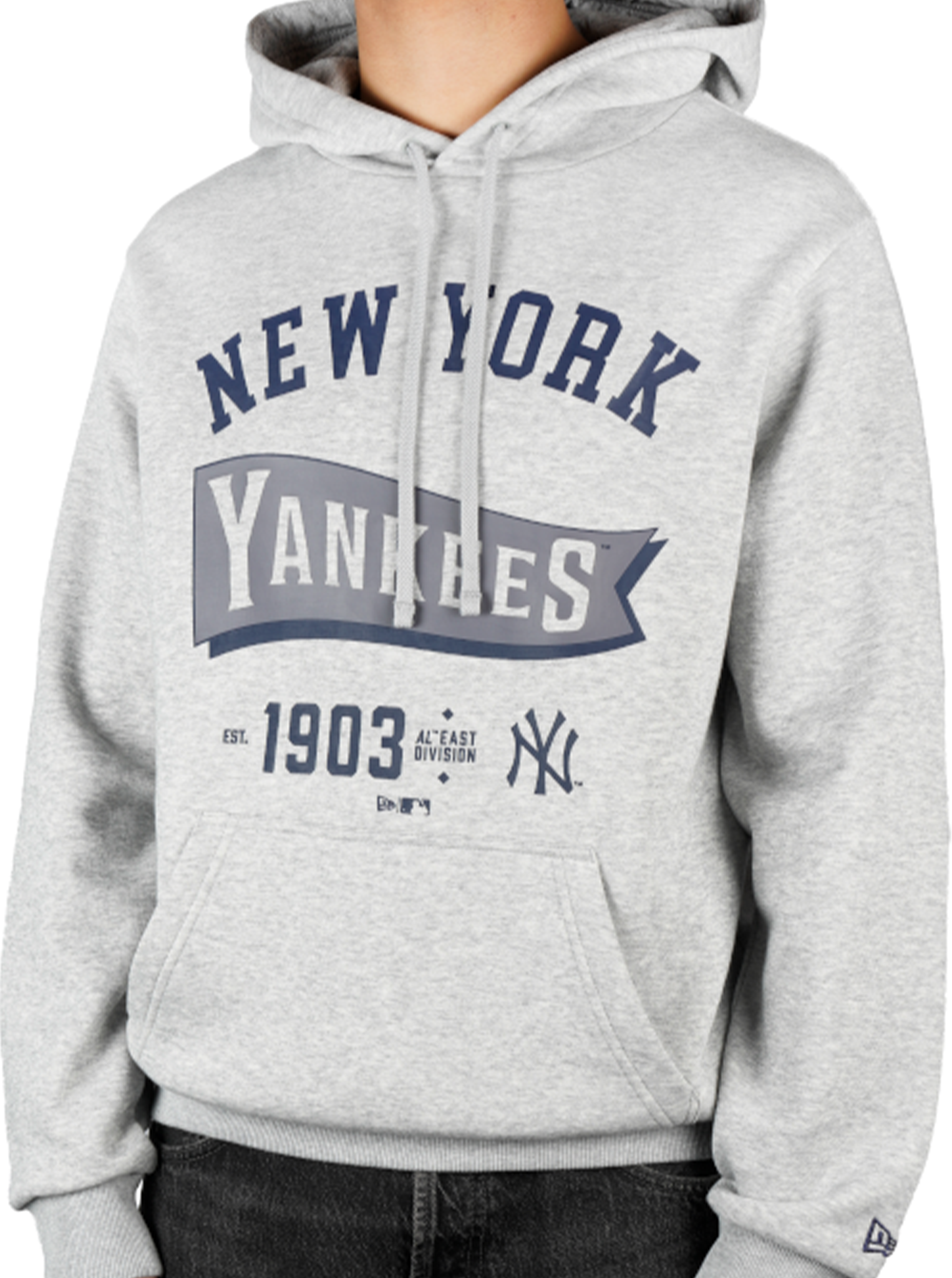 New York Yankees MLB Pennant Graphic Grey Pullover Hoodie