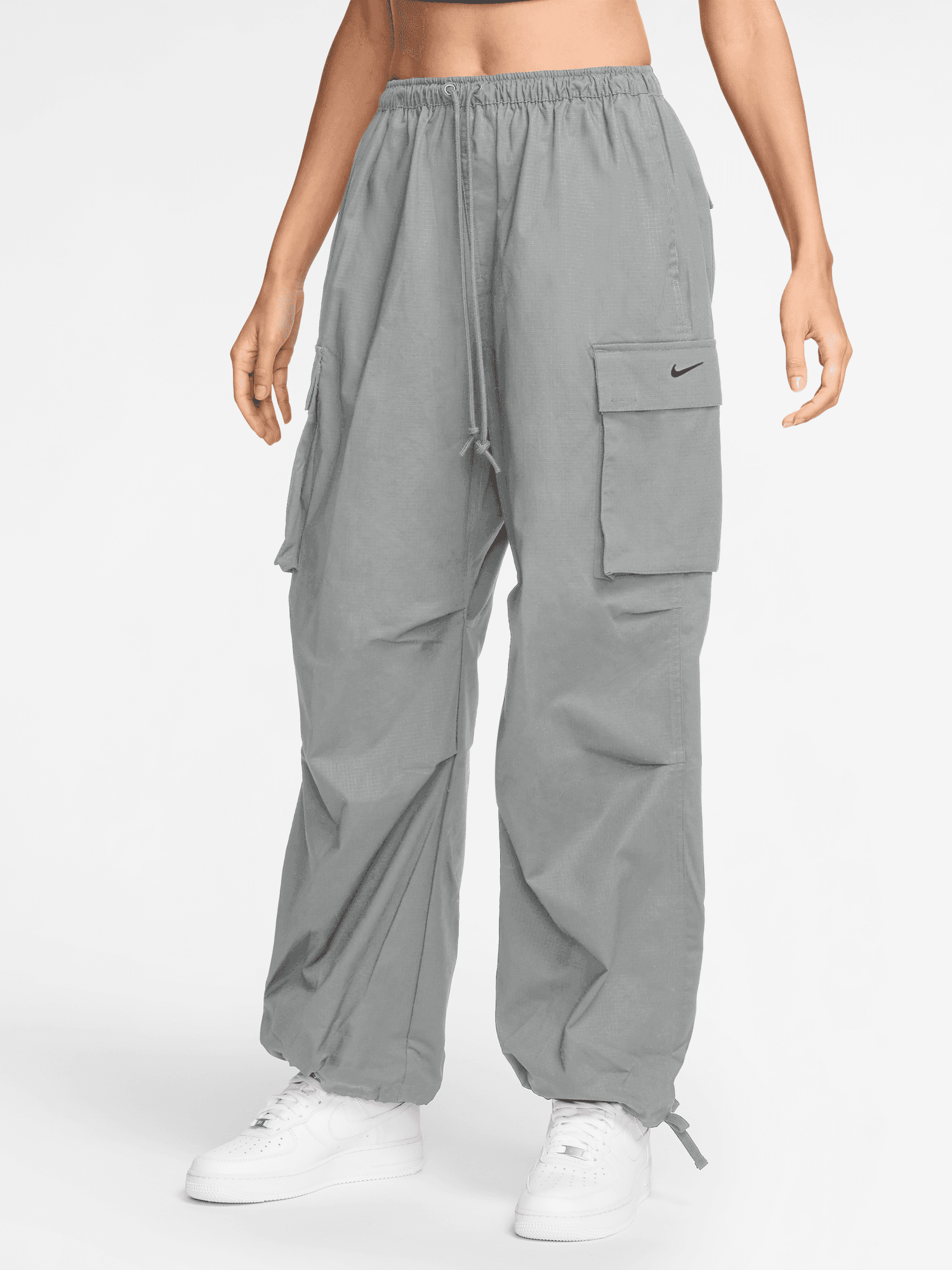 Mid-Rise Oversized Cargo Trousers