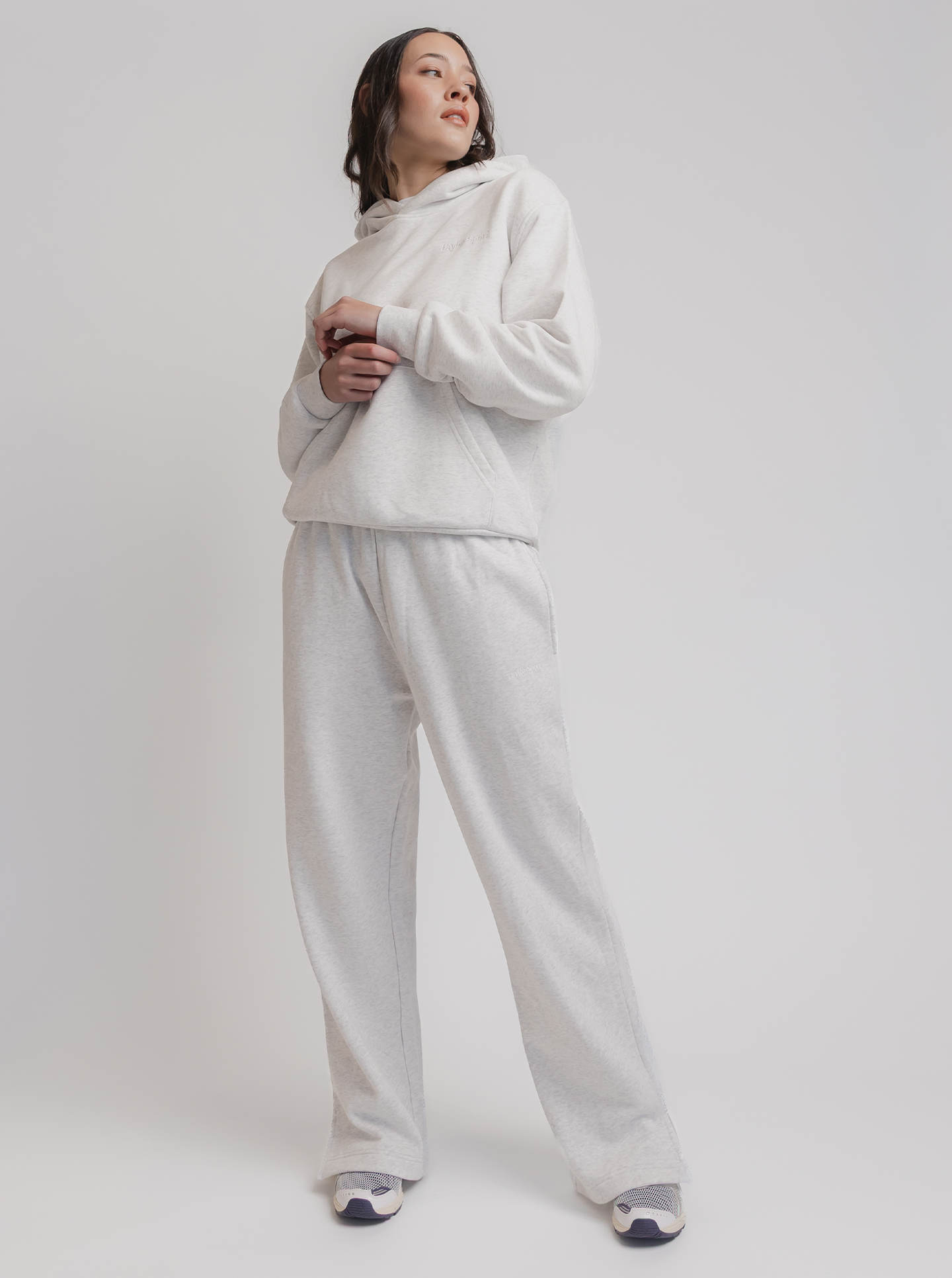 Wide Leg Sweats in Snow Marle