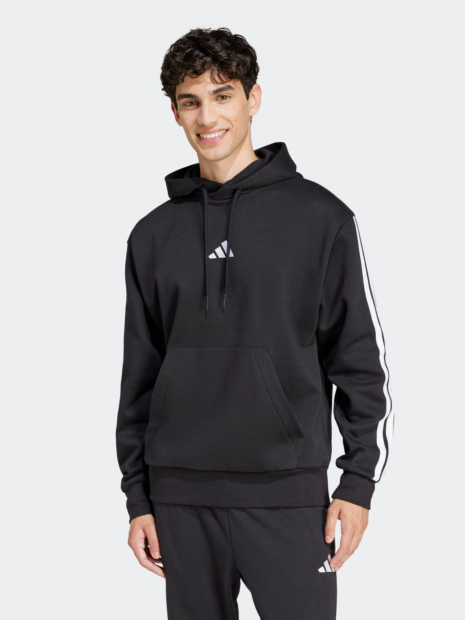 Shop Essentials Three Stripes Fleece Hoodie | Stirling Sports NZ
