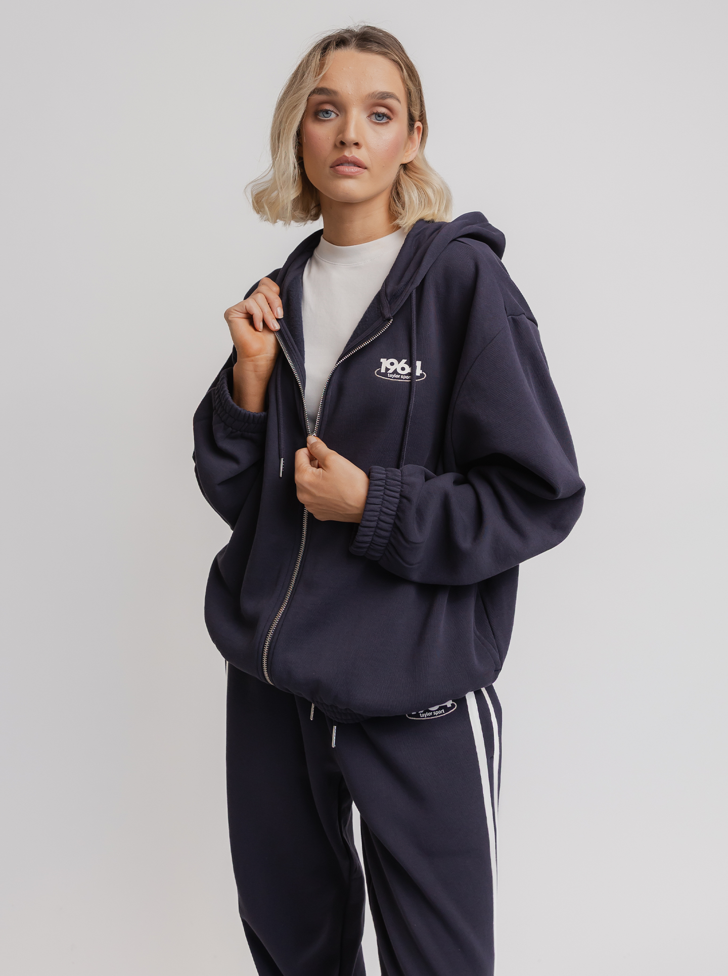 Oversized Zip Hood in Midnight