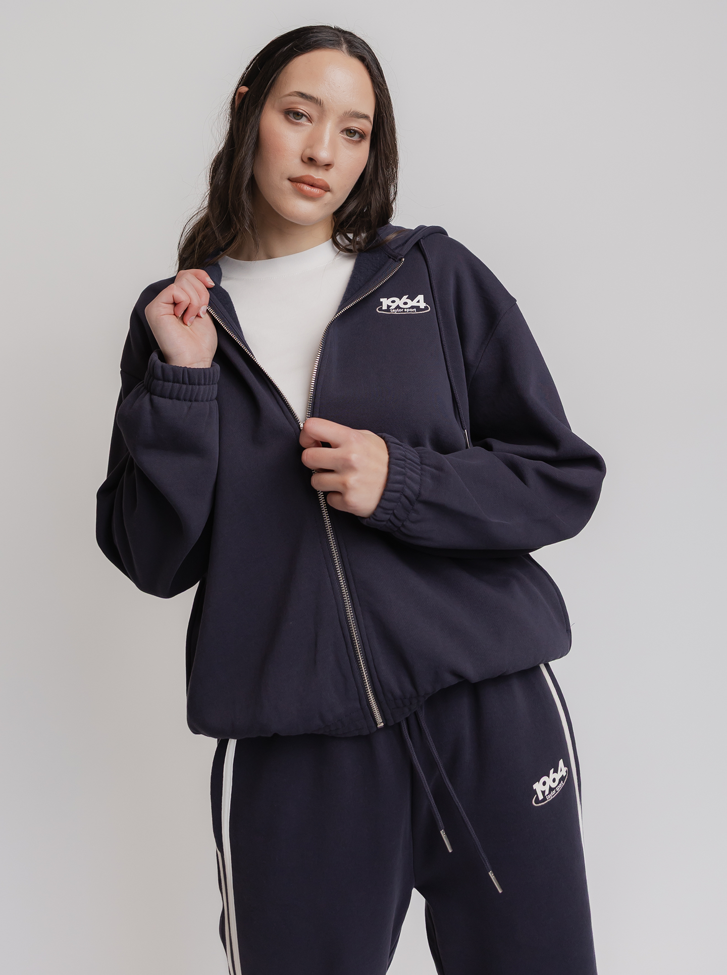 Oversized Zip Hood in Midnight