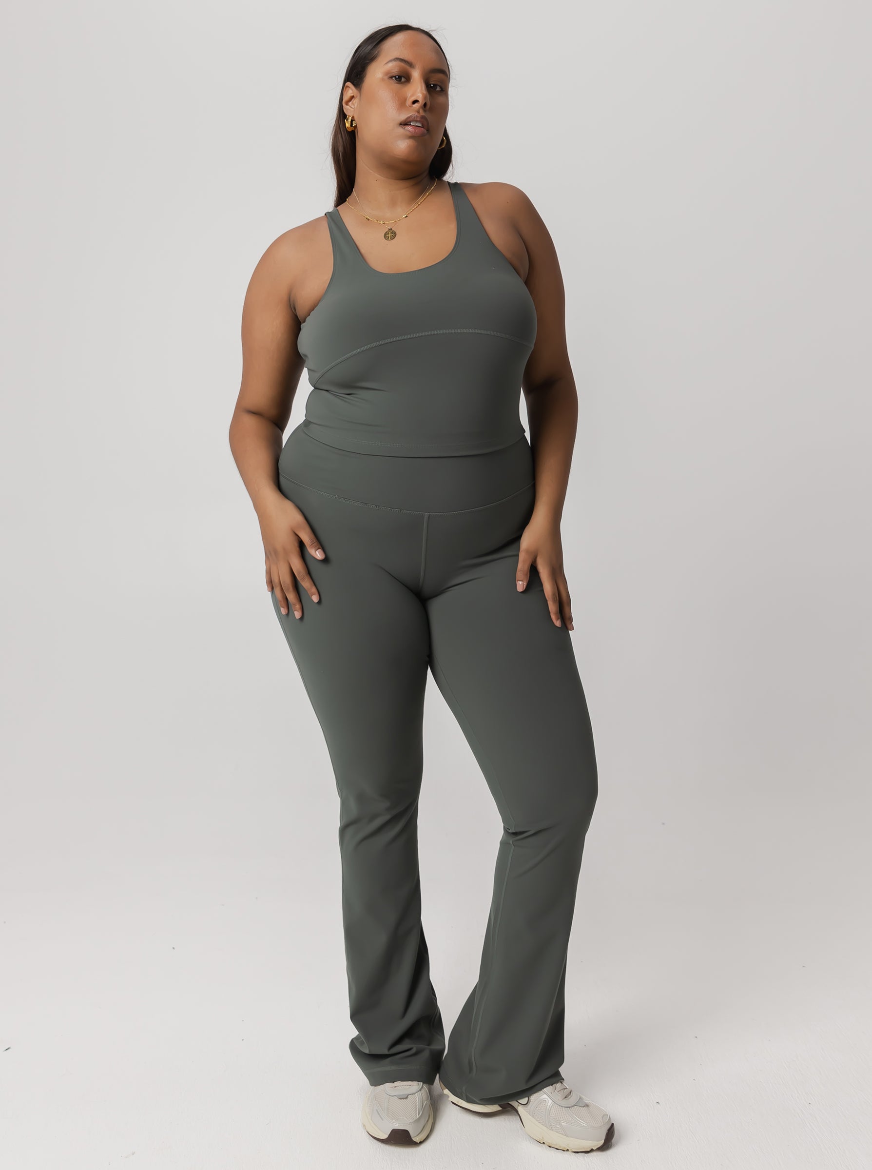 Peached Taylor Flared Tight In Eucalyptus