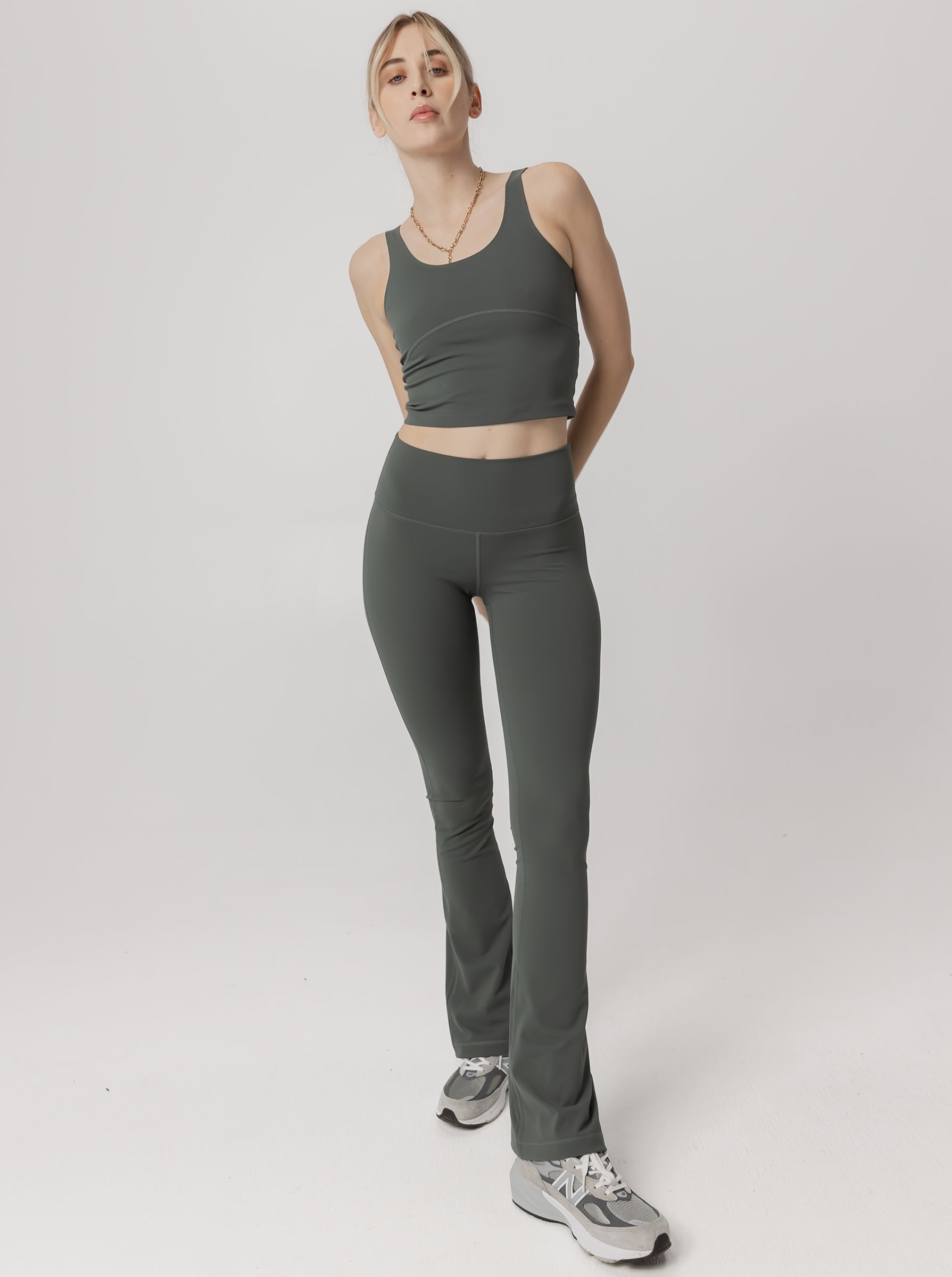 Peached Taylor Flared Tight In Eucalyptus