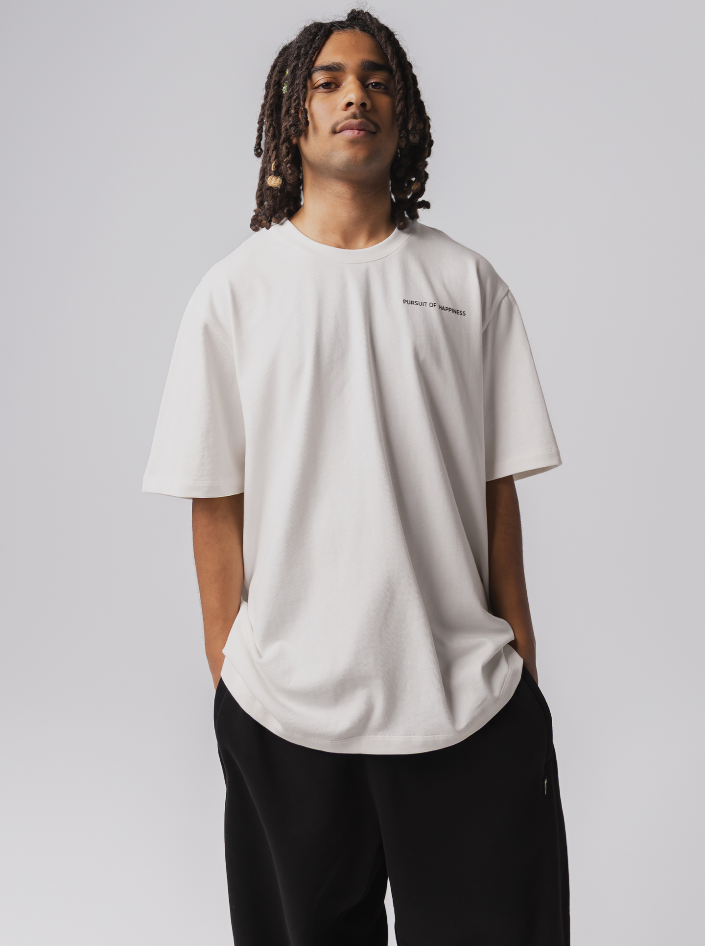 Classic Logo Heavyweight Track Tee in Off-White