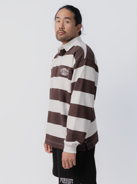 Striped Rugby Jersey in Umber & White