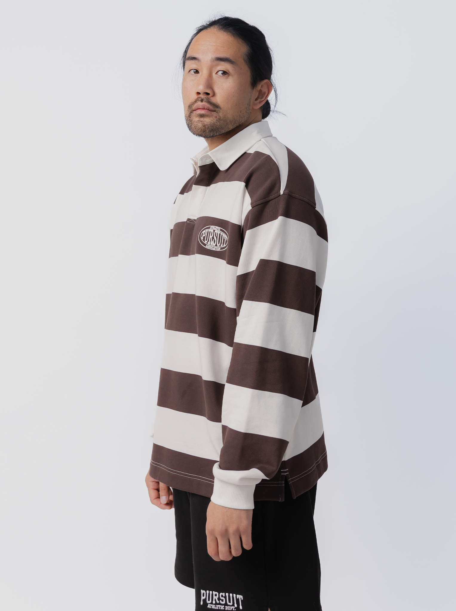 Striped Rugby Jersey in Umber & White