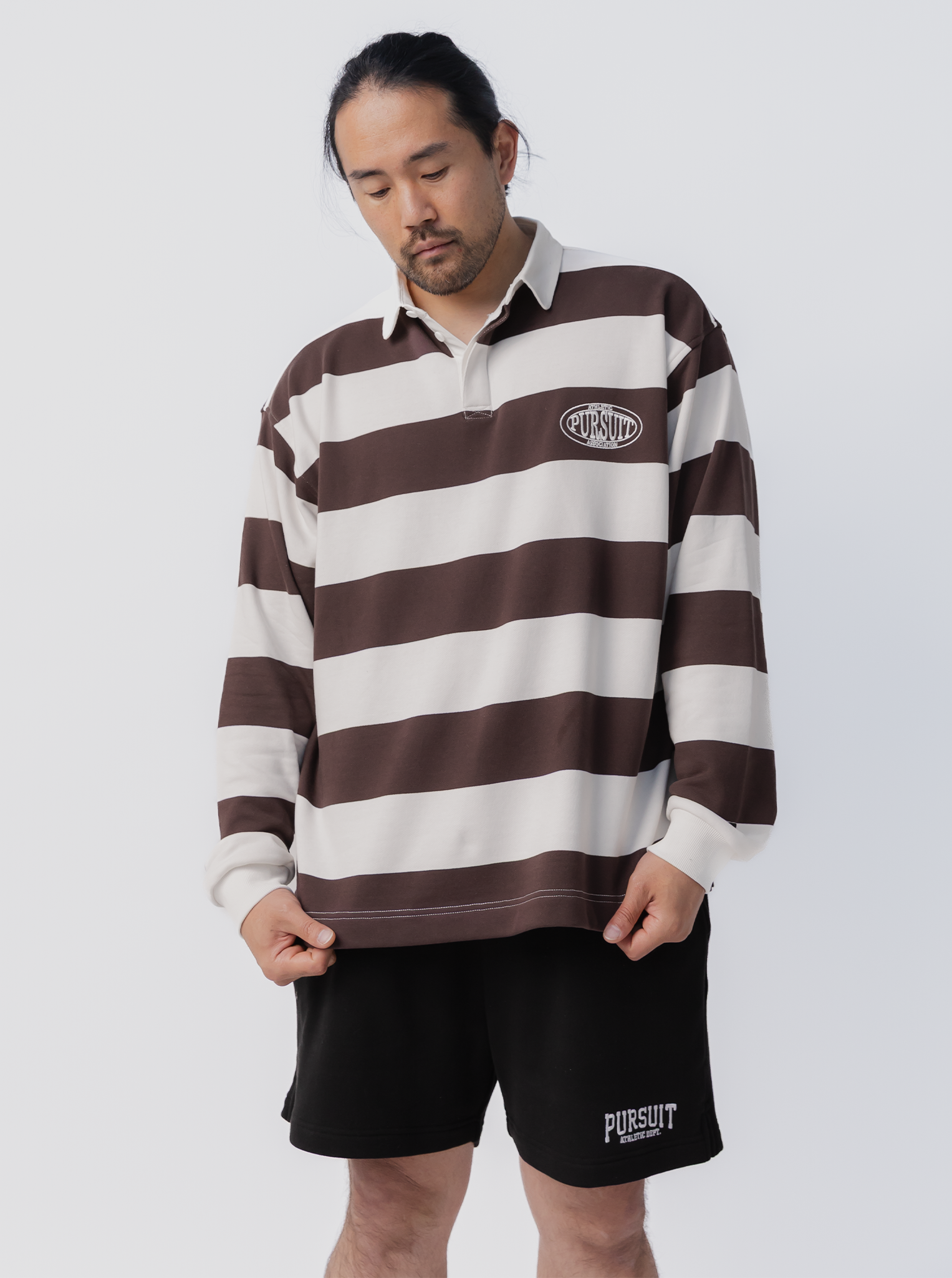 Striped Rugby Jersey in Umber & White