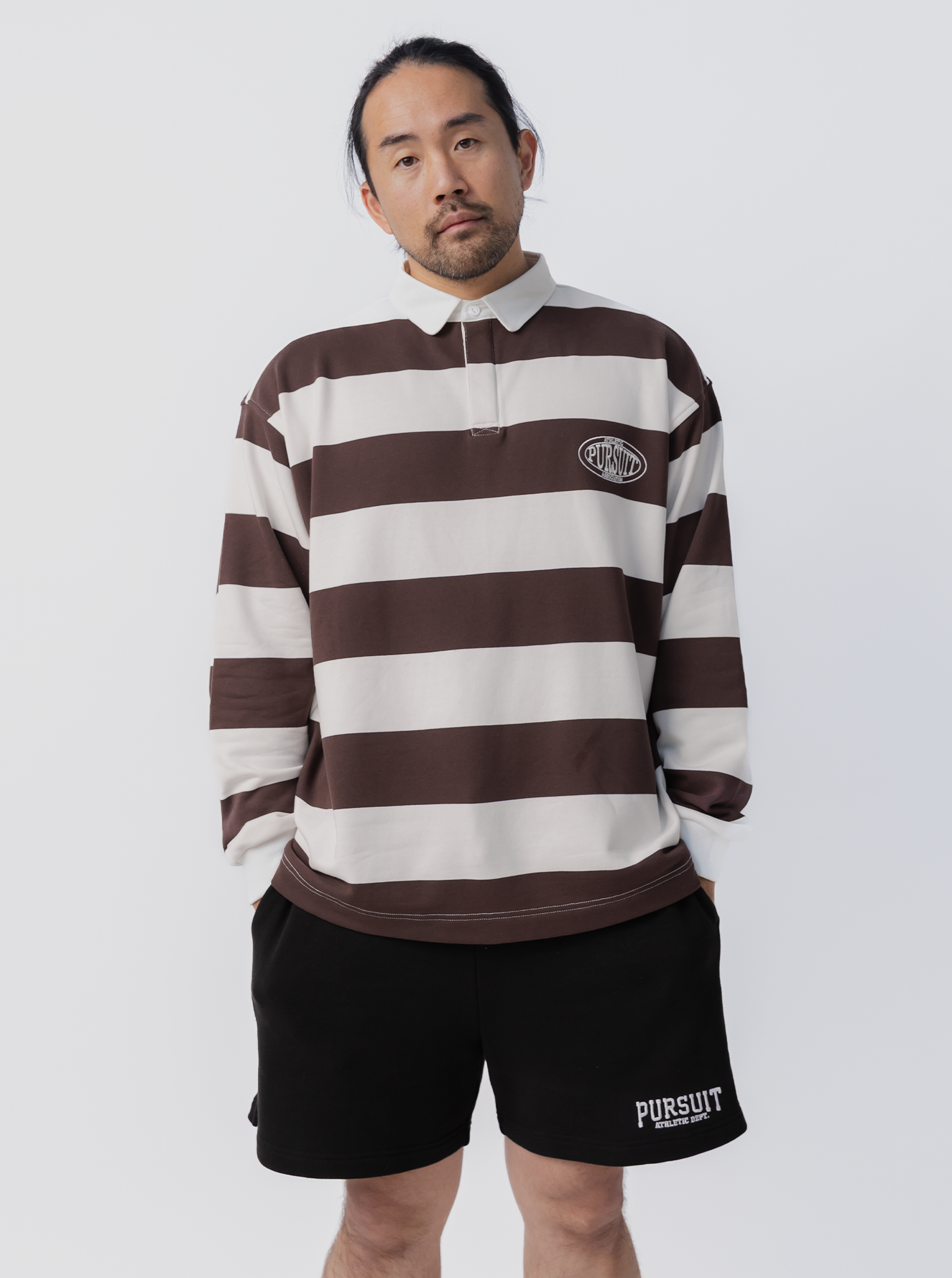 Striped Rugby Jersey in Umber & White