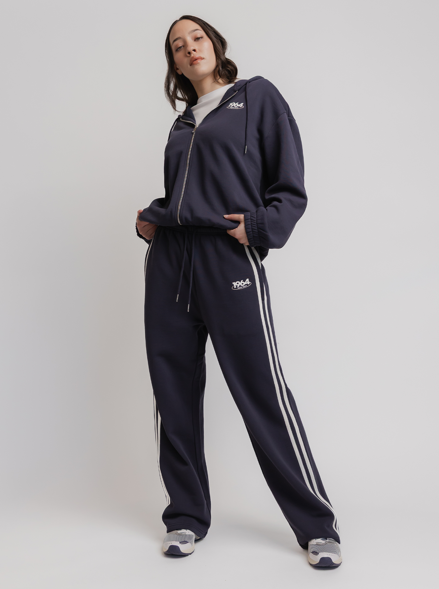 Retro Wide Leg Trackpant in Midnight