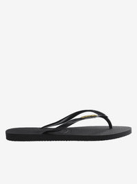 Slim Metallic Logo Flip Flops Womens