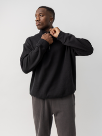 Quarter Zip in Solid Black