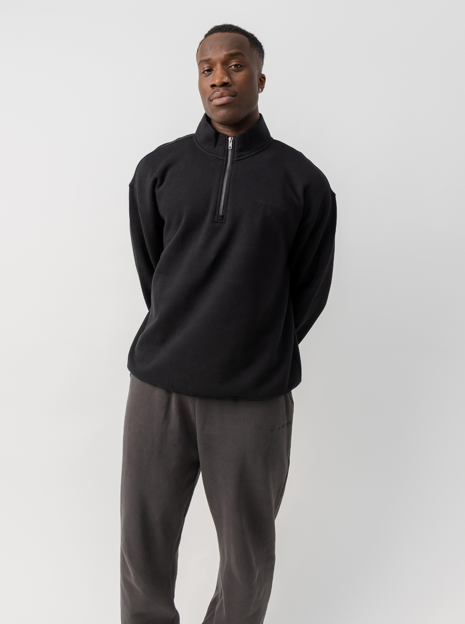 Quarter Zip in Solid Black