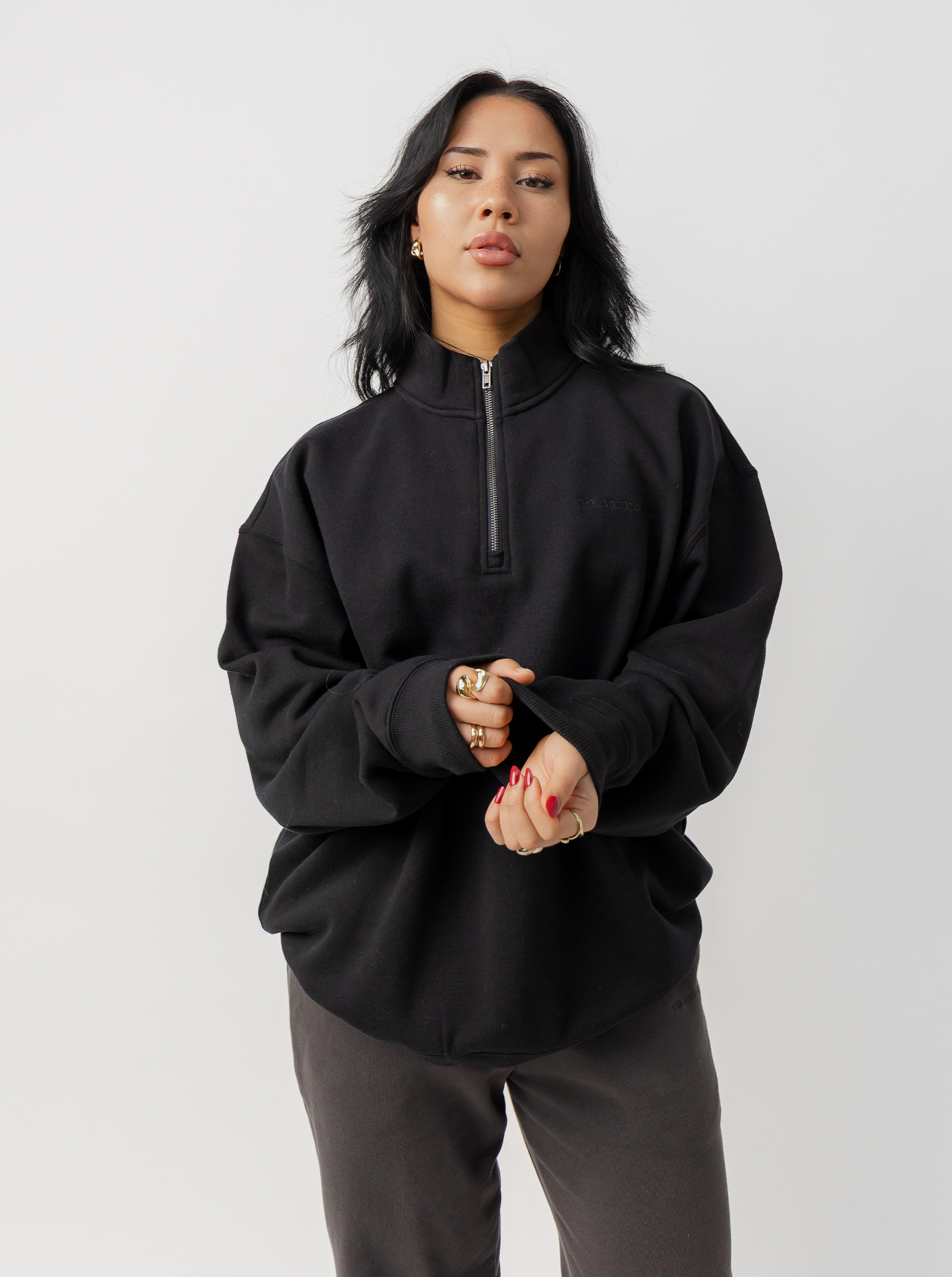 Quarter Zip in Solid Black