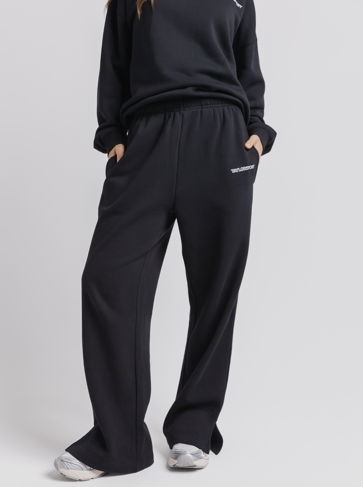 Wide Leg Sweats in Black