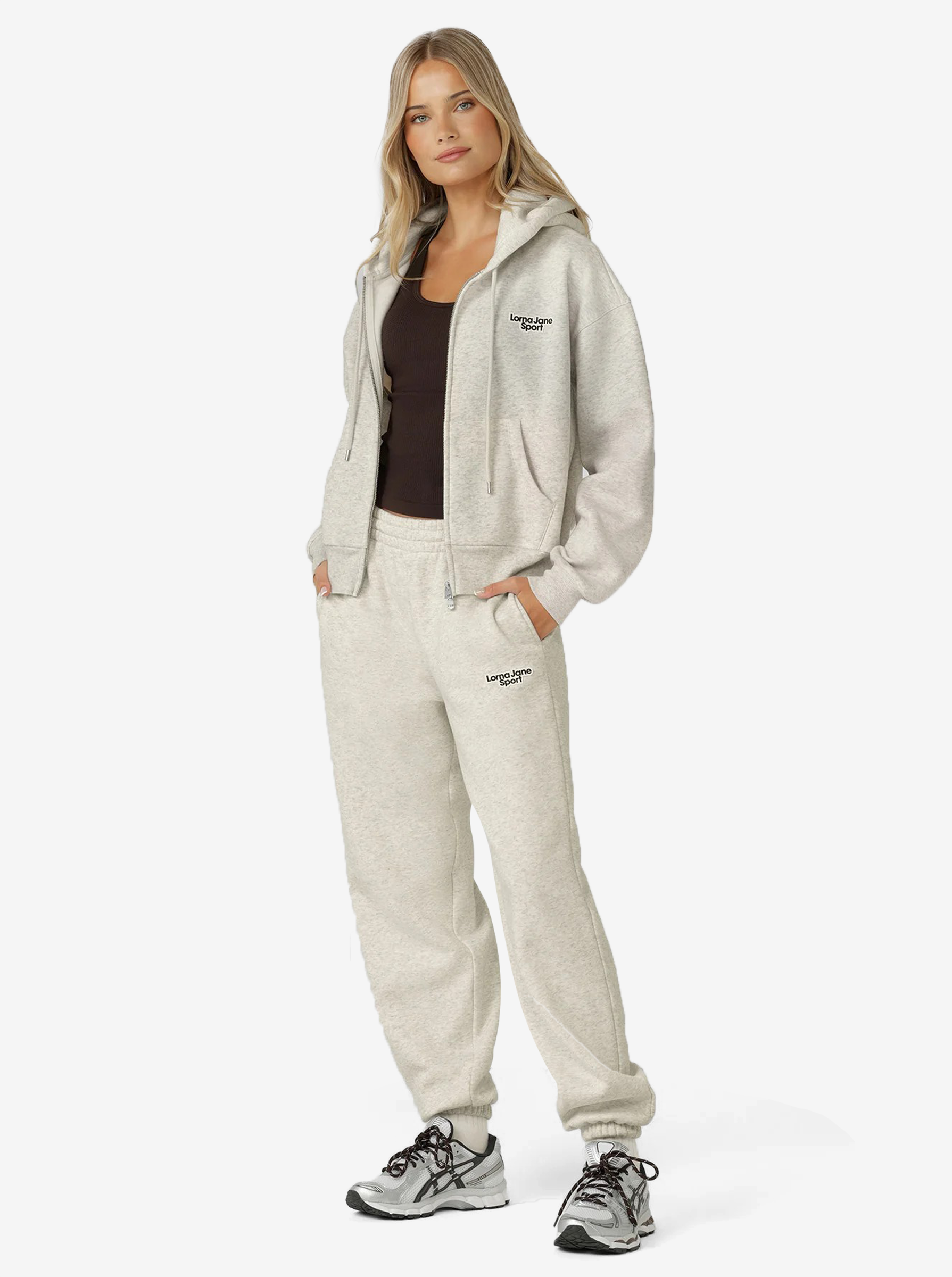 Lorna Jane W Sport Mode Zip Through Hoodie - Chalk Marl