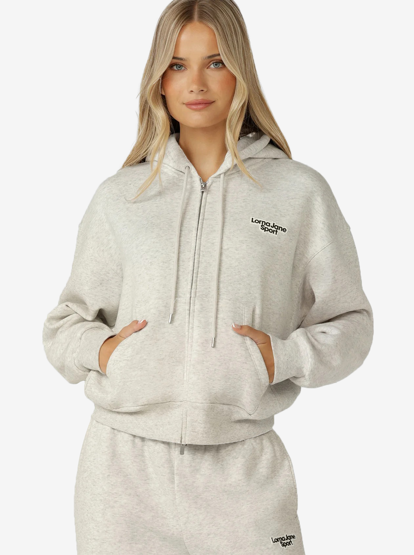 Lorna Jane W Sport Mode Zip Through Hoodie - Chalk Marl