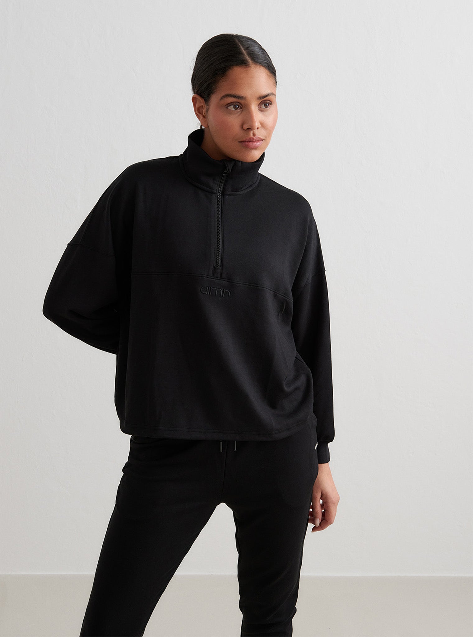 SR Original Half Zip［BLACK］simianring Black Comfy Modal Half Zip – Stirling Sports