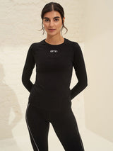 Black Soft Basic Long Sleeve Top