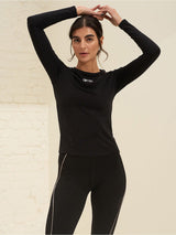 Black Soft Basic Long Sleeve Top