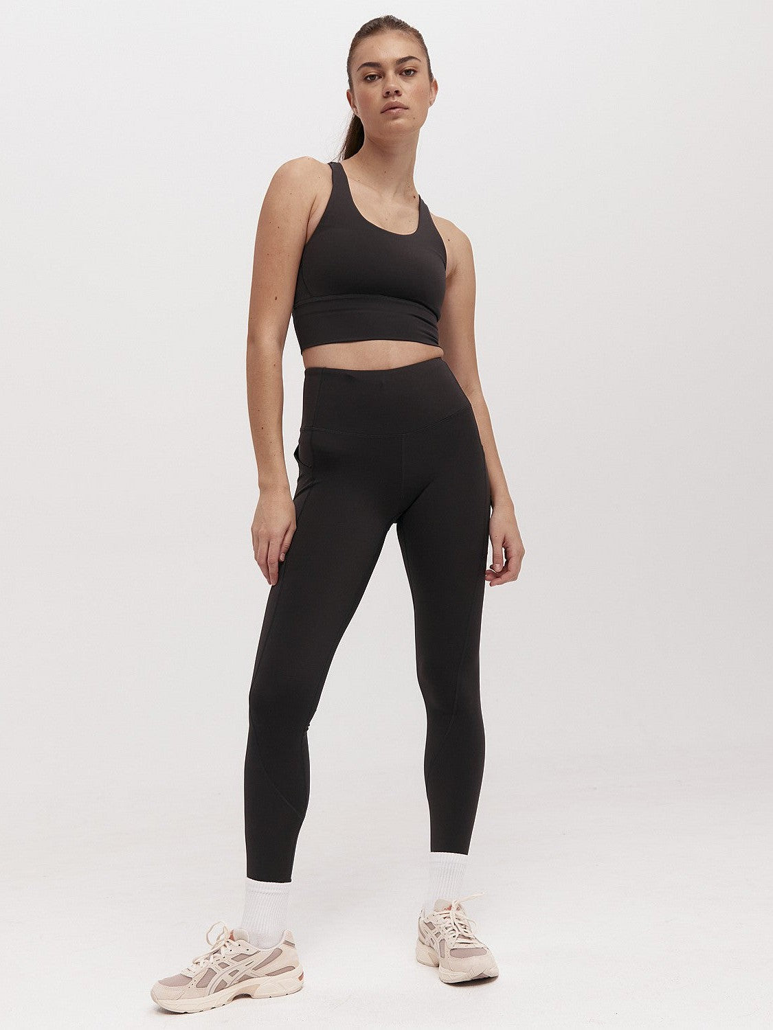 Longline Sports Bra In Charcoal