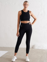 Black Ribbed 7/8 Seamless Tights