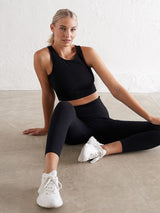 Black Ribbed 7/8 Seamless Tights