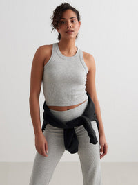 Grey Melange Ease Ribbed Tank Top