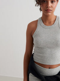 Grey Melange Ease Ribbed Tank Top