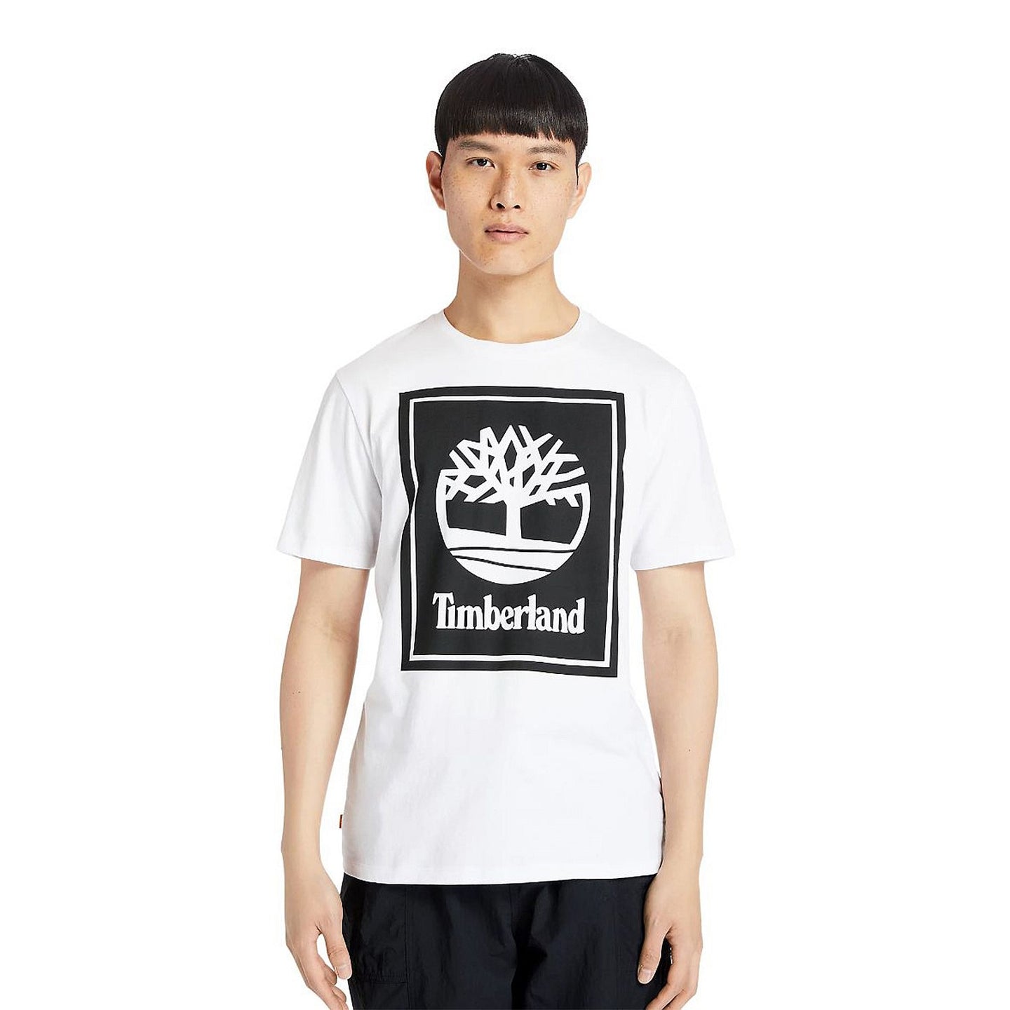 Timberland Mens Stack Logo Tee P54 White-Black