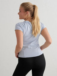 Cloudy Blue Soft Basic Short Sleeve Top