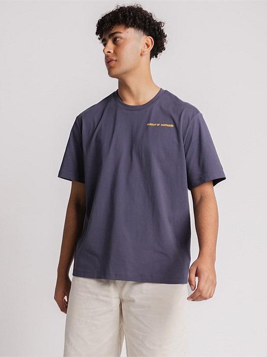 Larger Track Tee in Washed Navy