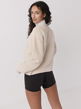 Quarter Zip Ribbed Crew in Coconut Cream