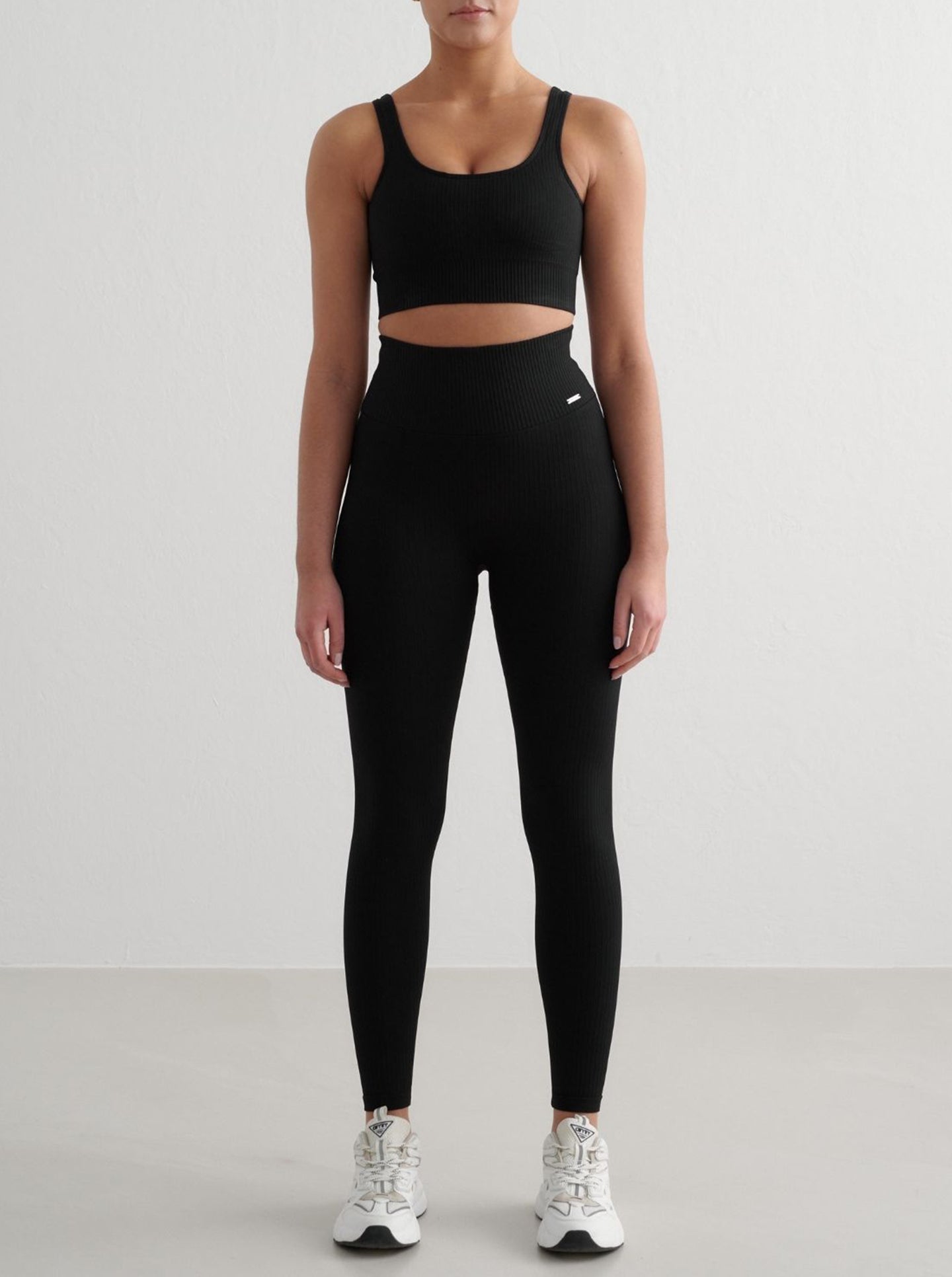 Black Ribbed Seamless Tights