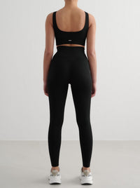 Black Ribbed Seamless Tights