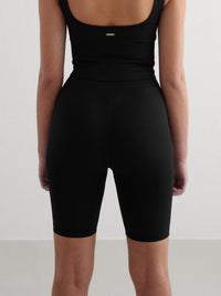 Black Ribbed Seamless Biker Shorts
