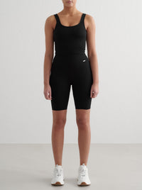 Black Ribbed Seamless Biker Shorts