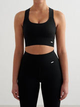 Black High Support Ribbed Bra