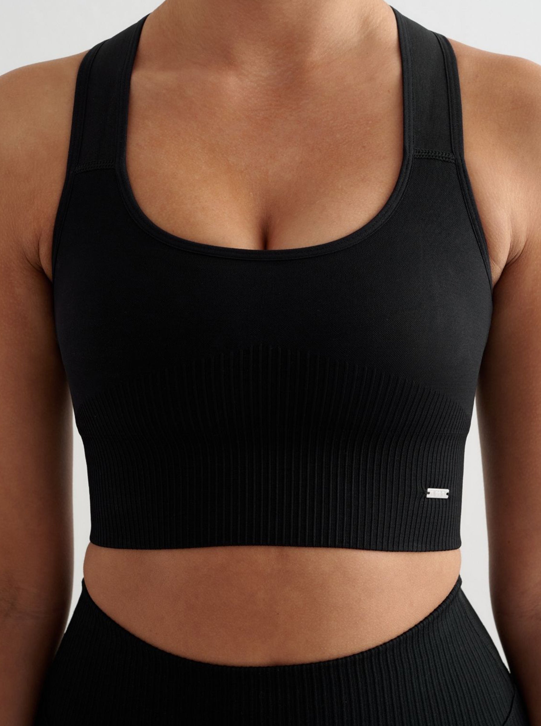 Black High Support Ribbed Bra