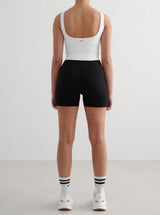 Black Ribbed Midi Biker Shorts