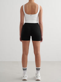 Black Ribbed Midi Biker Shorts