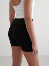 Black Ribbed Midi Biker Shorts