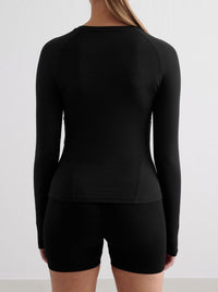 Black Soft Basic Long Sleeve Top